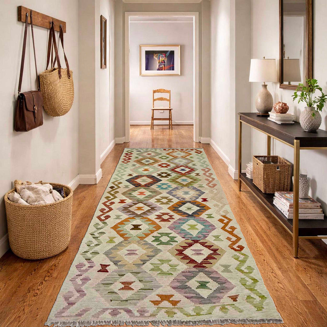 Afghan Kilim Rug 2' 7" x 7' 9" Flat-Weave | No. AL68230