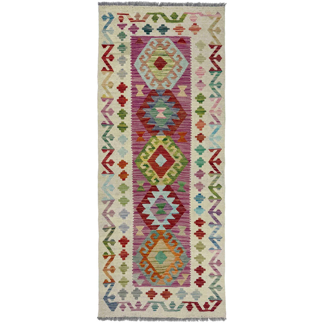 Afghan Vegetable Kilim Rug 2' 5" x 5' 9" Flat-Weave