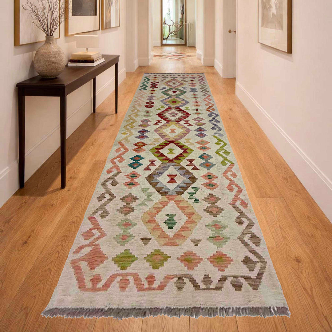Afghan Kilim Rug 2' 5" x 8' 2" Flat-Weave reverse