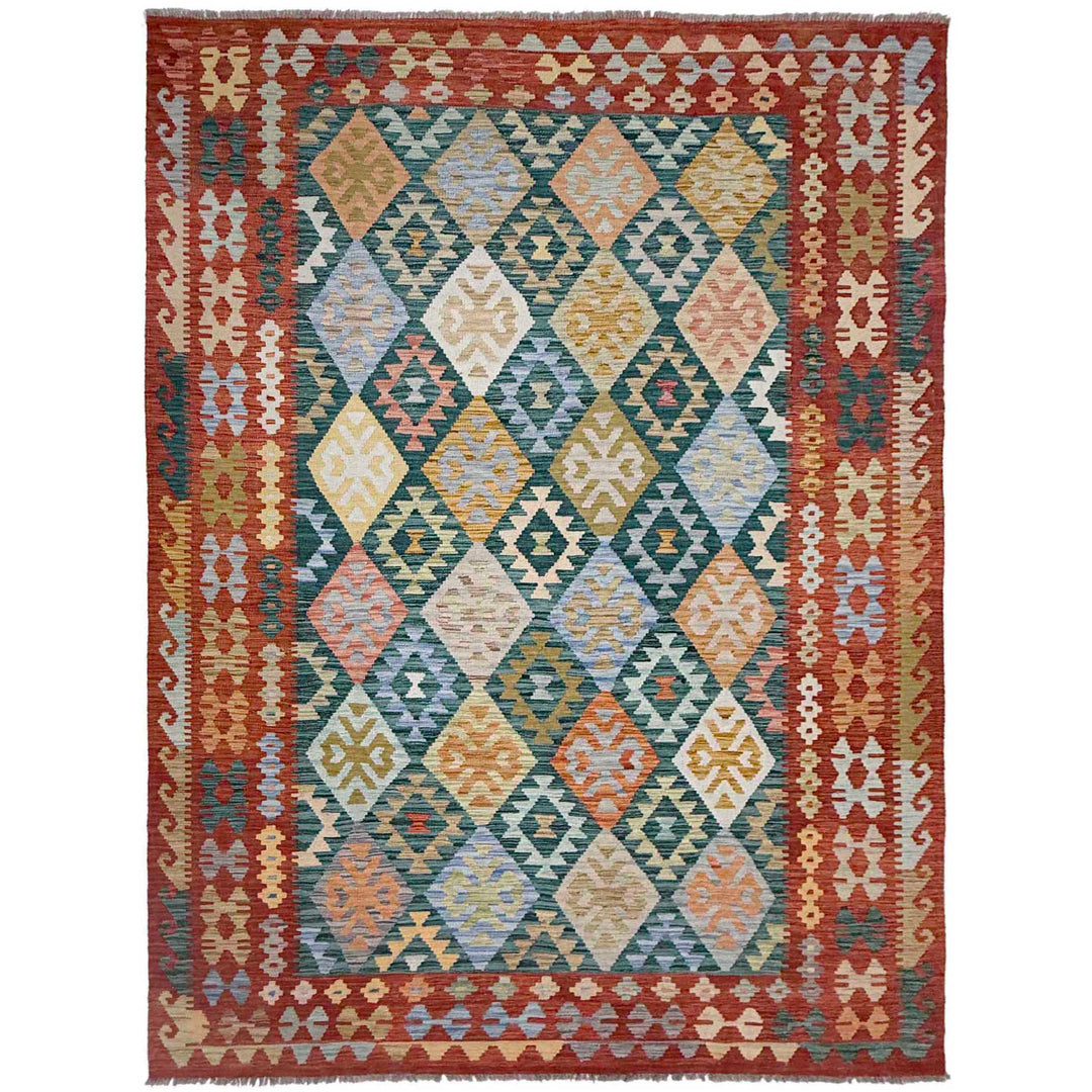 Afghan Kilim Rug 6' 8" x 9' 6" Flat-Weave