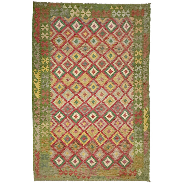 Afghan Kilim Rug 6' 7" x 9' 9" Flat-Weave | No. AL97948