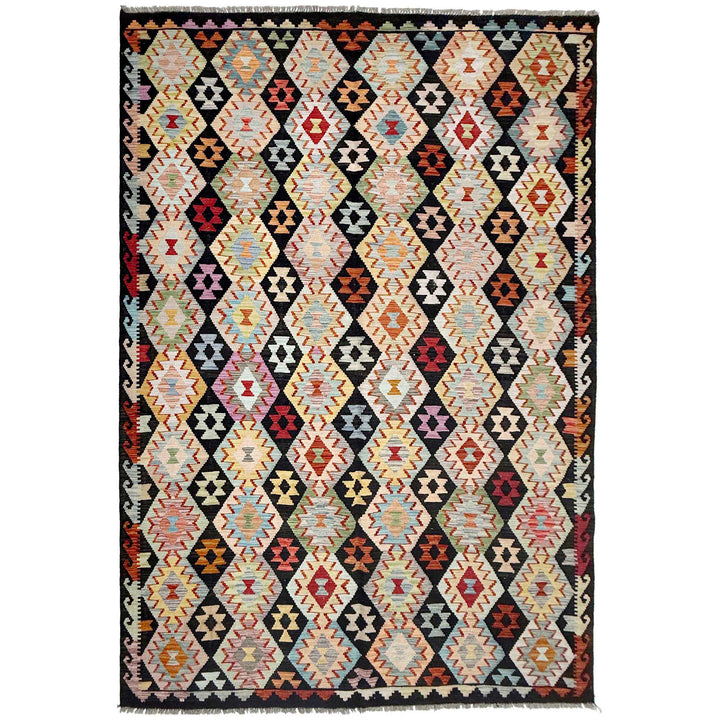 Afghan Vegetable Kilim Rug 6' 8" x 9' 11" Flat-Weave