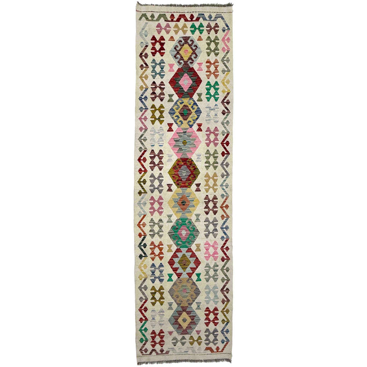 Afghan Vegetable Kilim Rug 2' 9" x 9' 7" Flat-Weave