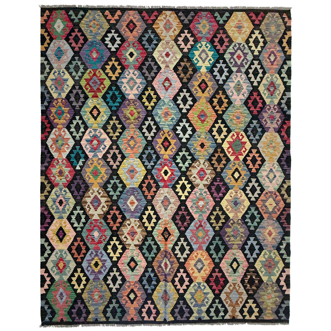 Afghan Vegetable Kilim Rug 6' 7" x 9' 7" Flat-Weave