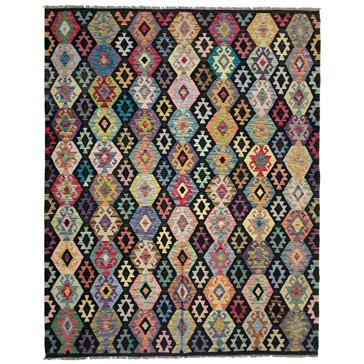 Afghan Vegetable Kilim Rug 6' 7" x 9' 7" Flat-Weave