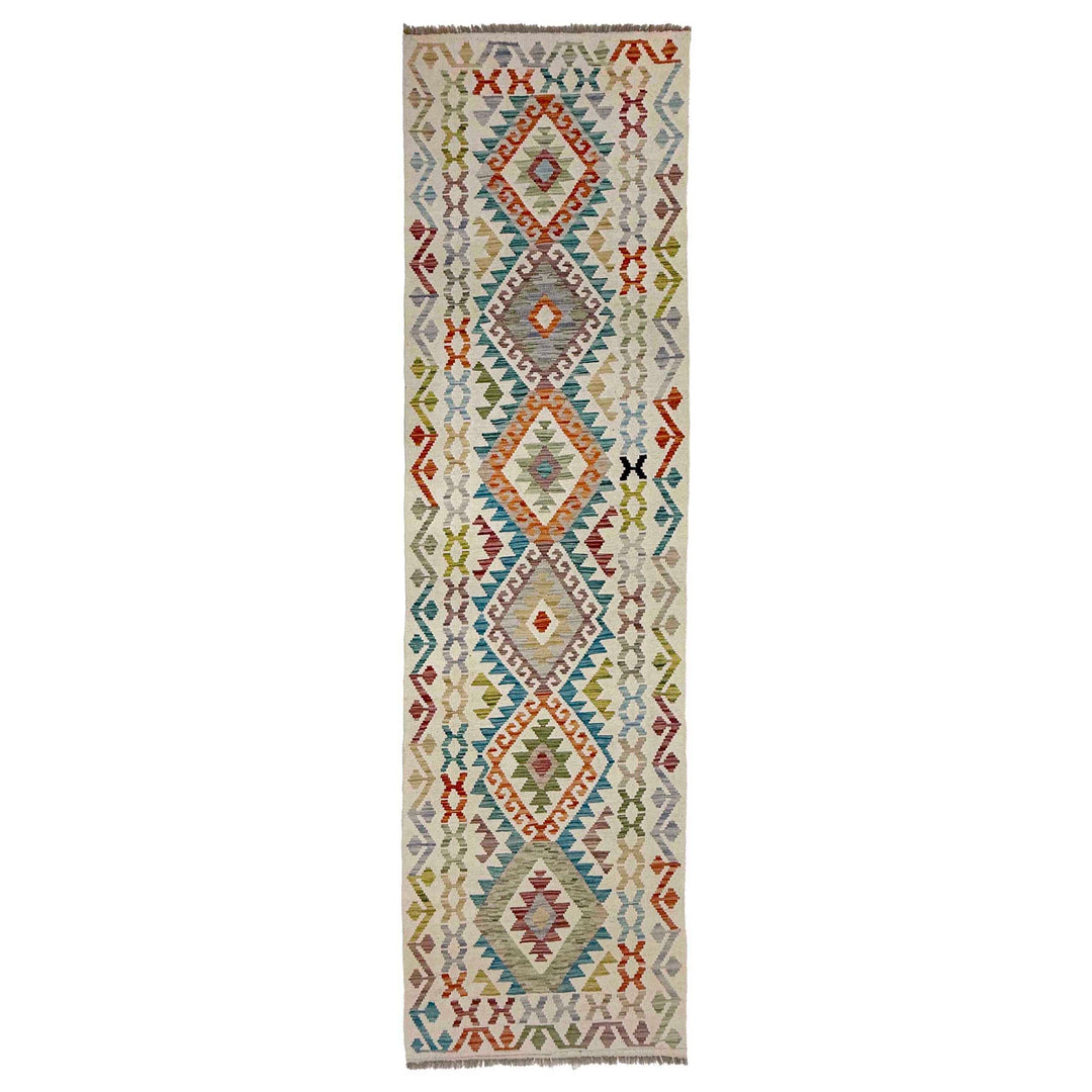 Afghan Vegetable Kilim Rug 2' 9" x 9' 8" Flat-Weave