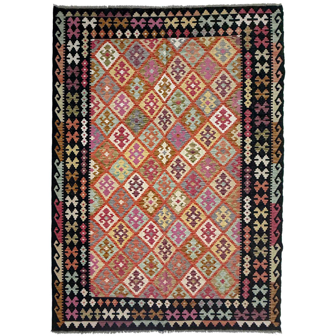 Afghan Vegetable Kilim Rug 6'11" x 10'0" Flat-Weave