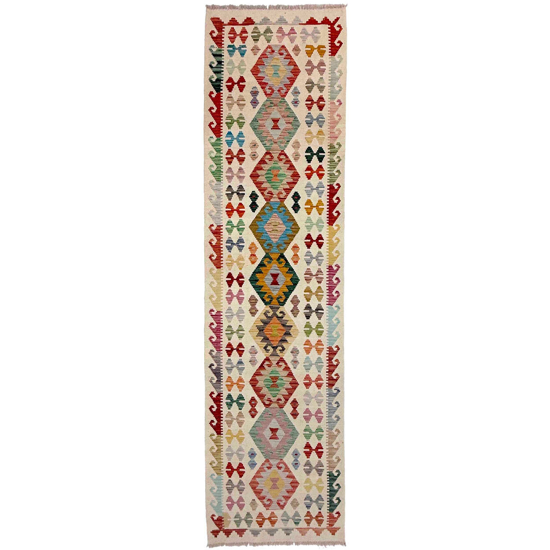 Afghan Vegetable Kilim Rug 2' 7" x 9' 9" Flat-Weave