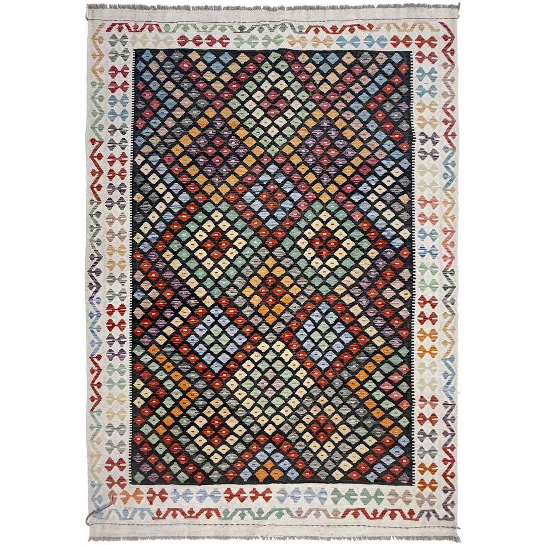 Afghan Kilim Rug 6' 4" x 9' 7" Flat-Weave