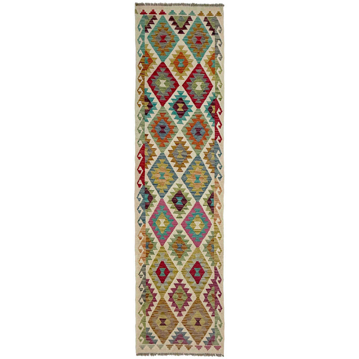 Afghan Vegetable Kilim Rug 2' 6" x 10' 1" Flat-Weave