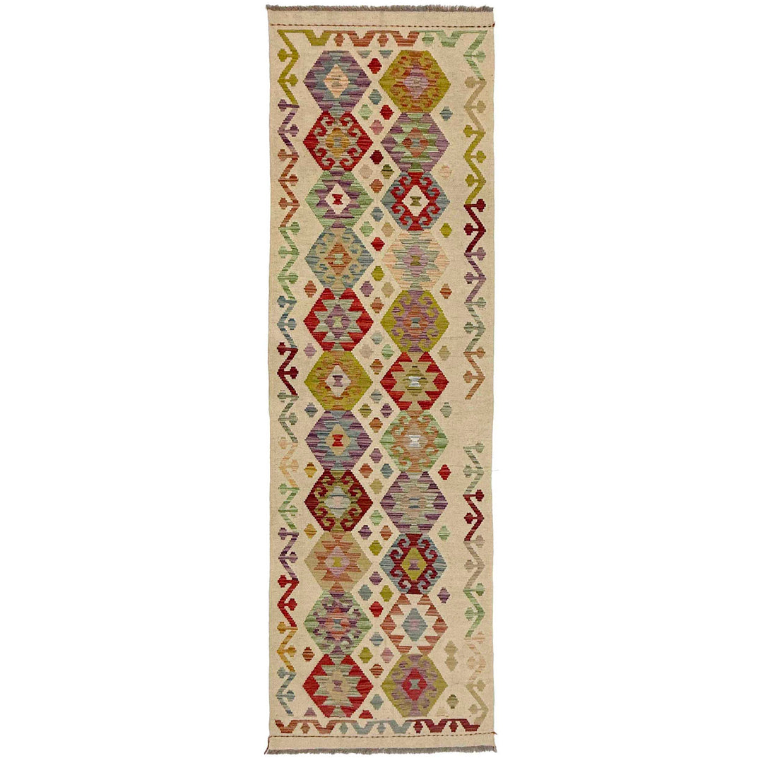 Afghan Vegetable Kilim Rug 2' 6" x 9' 7" Flat-Weave