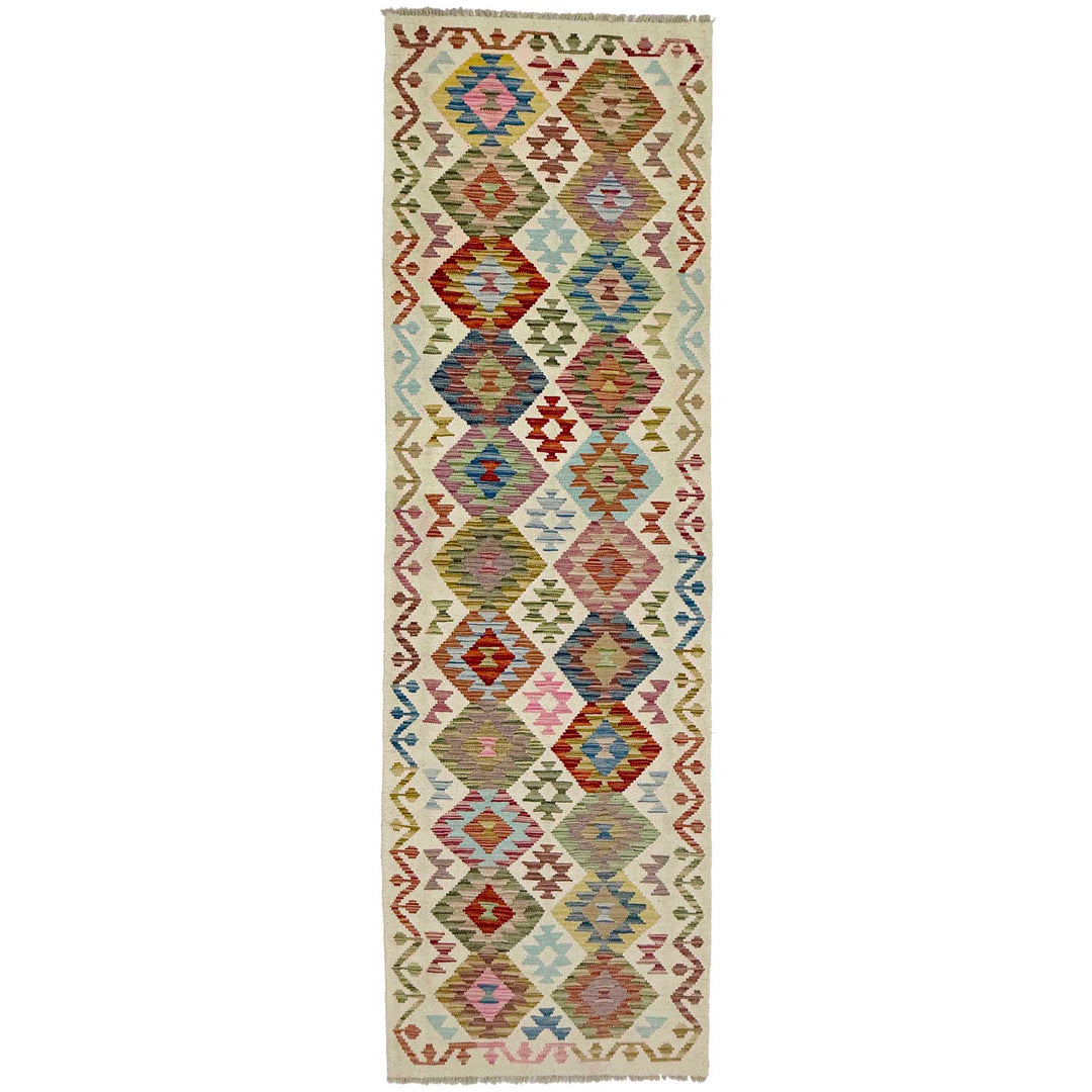 Afghan Vegetable Kilim Rug 2' 7" x 9' 9" Flat-Weave
