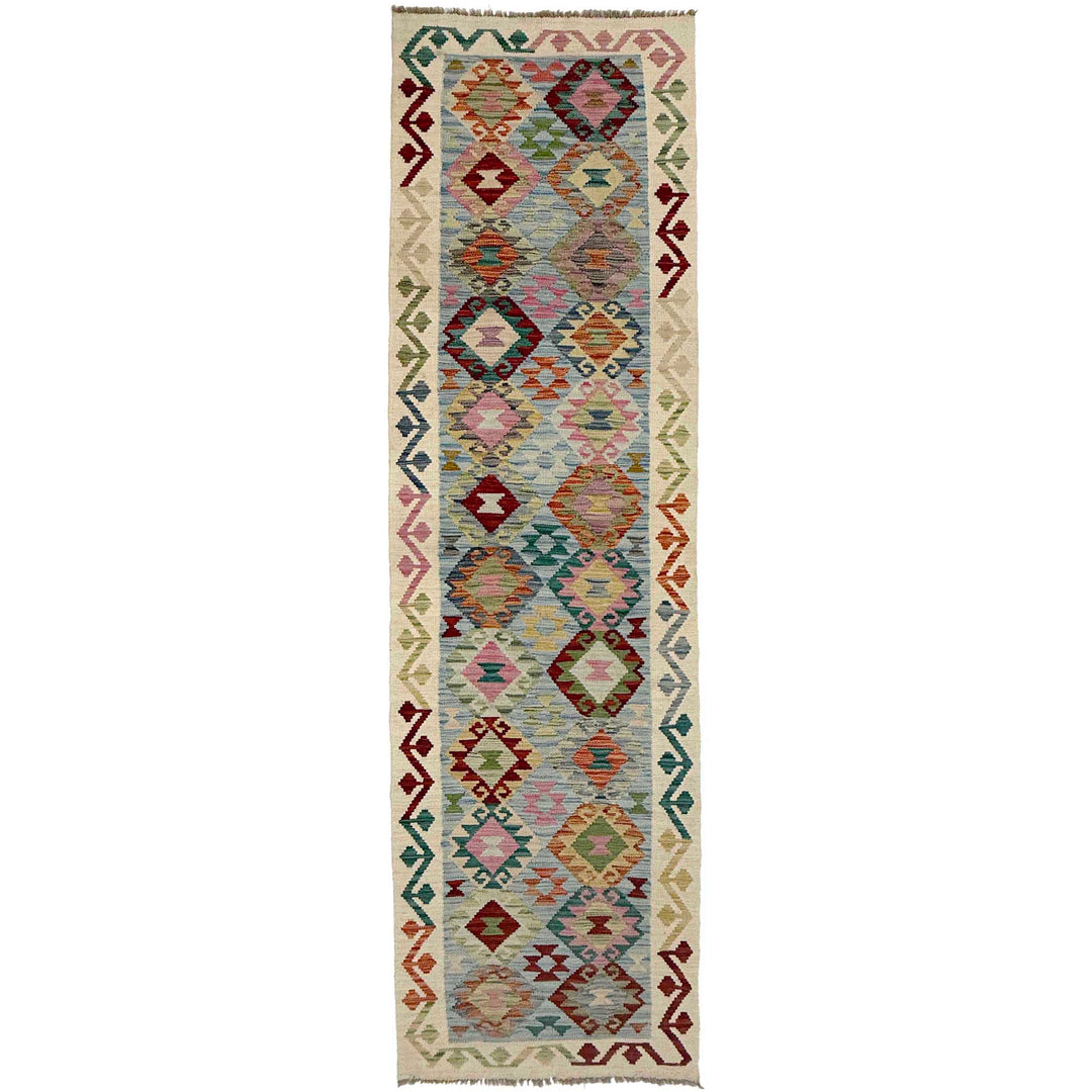 Afghan Vegetable Kilim Rug 2' 6" x 10' 2" Flat-Weave