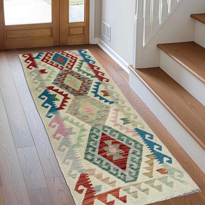 Afghan Vegetable Kilim Rug 2' 0" x 5' 8" Flat-Weave reverse