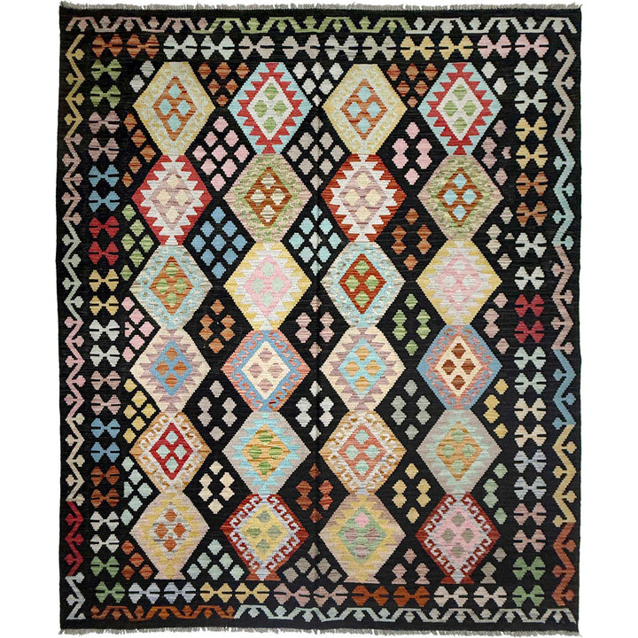 Afghan Vegetable Kilim Rug 6' 9" x 9' 5" Flat-Weave | No. AL746507