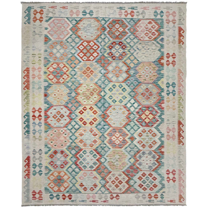 Afghan Vegetable Kilim Rug 7' 0" x 9' 9" Flat-Weave