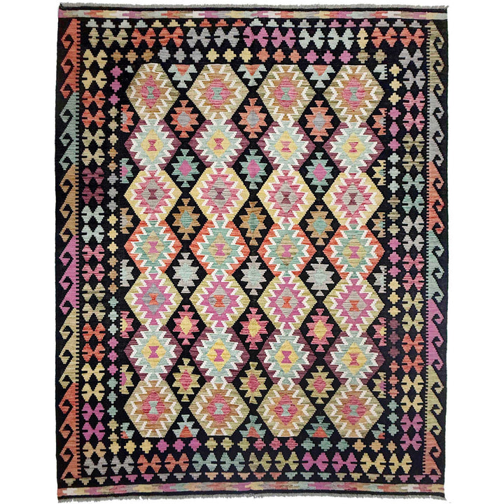 Afghan Vegetable Kilim Rug 6' 8" x 9' 5" Flat-Weave