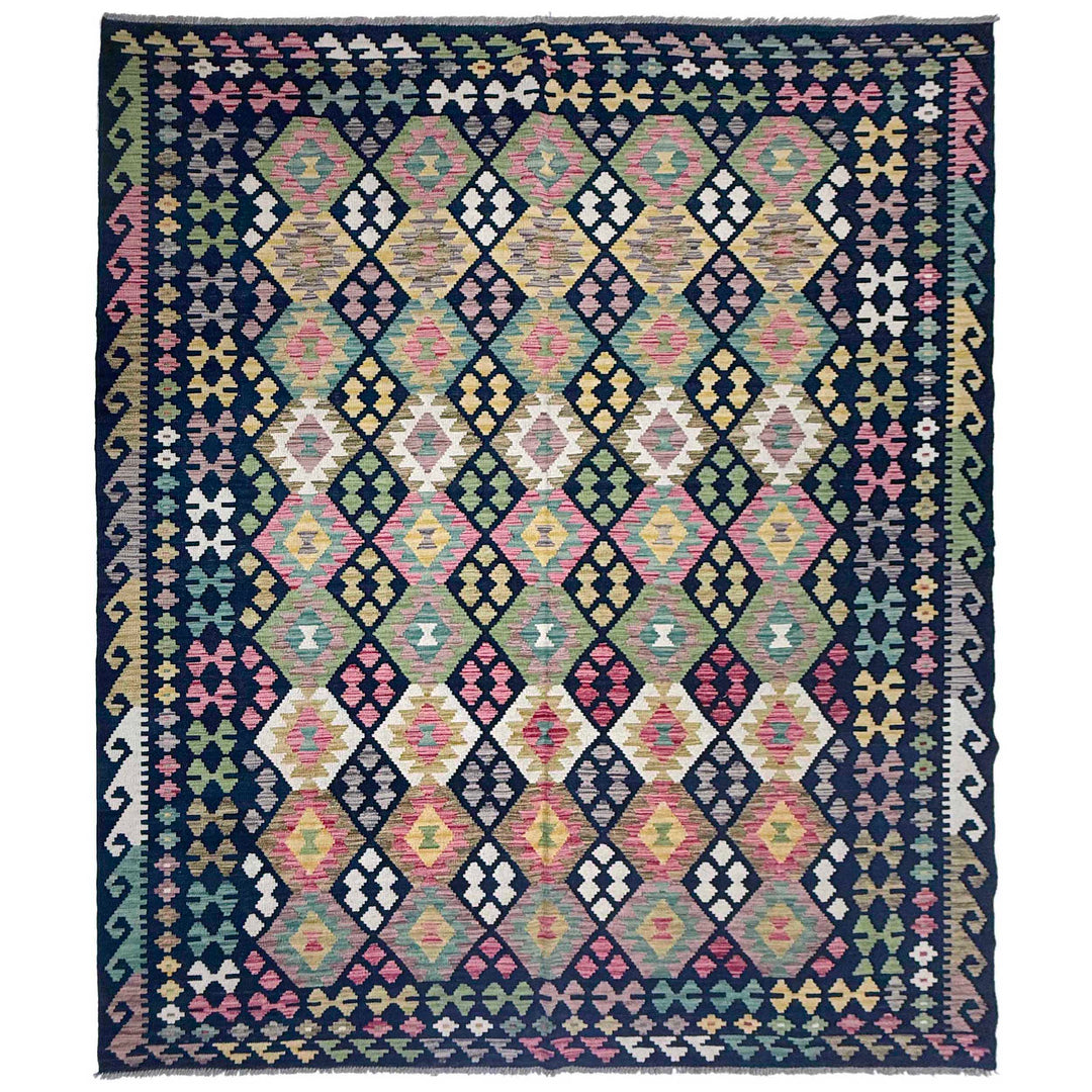 Afghan Vegetable Kilim Rug 6' 8" x 9' 6" Flat-Weave