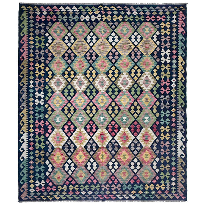 Afghan Vegetable Kilim Rug 6' 8" x 9' 6" Flat-Weave