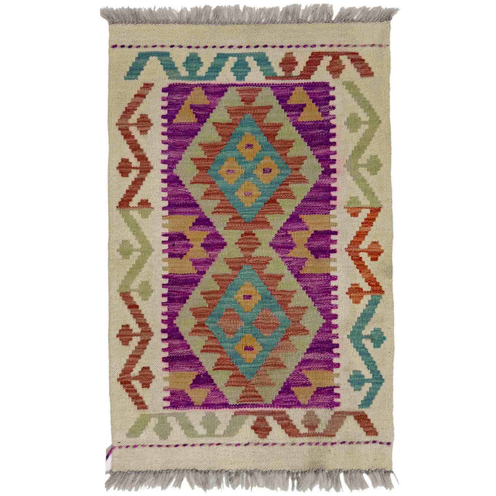 Afghan Vegetable Kilim Rug 1' 11" x 2' 10" Flat-Weave