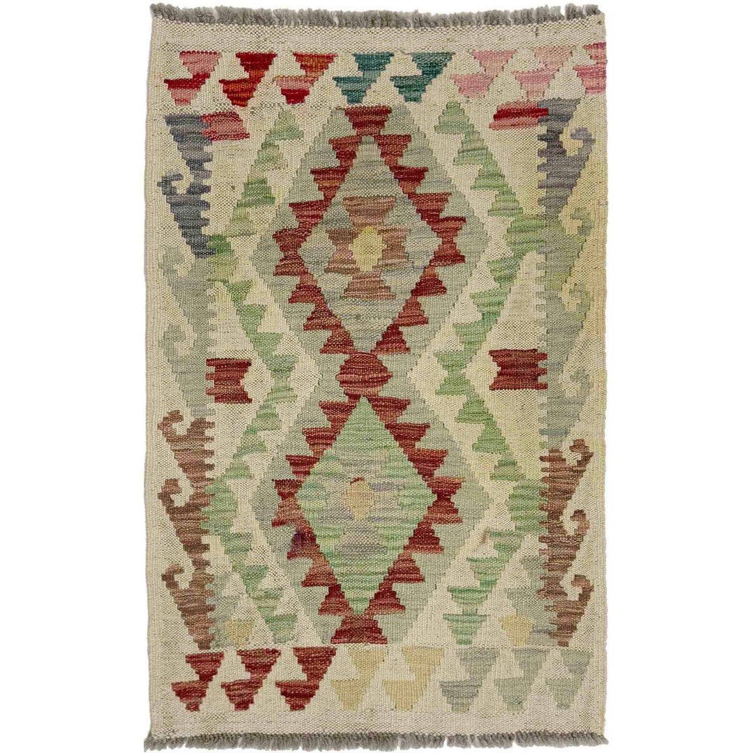 Afghan Vegetable Kilim Rug 1' 11" x 2' 10" Flat-Weave