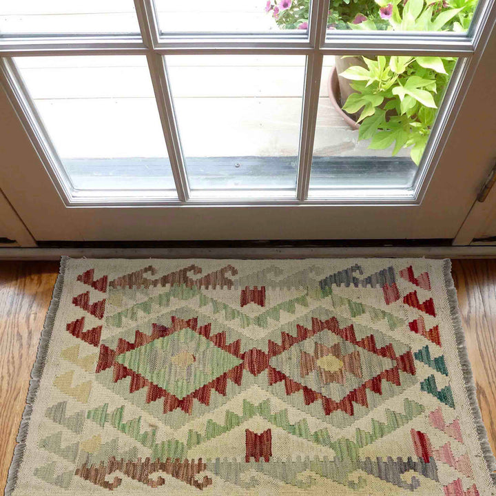 Afghan Vegetable Kilim Rug 1' 11" x 2' 10" Flat-Weave view