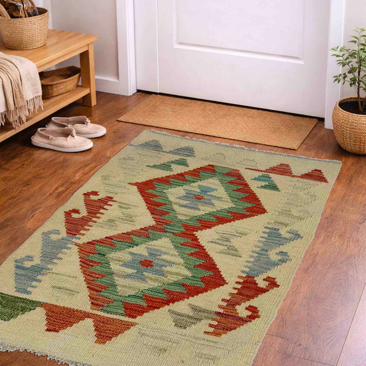 Afghan Vegetable Kilim Rug 1' 11" x 2' 7" Flat-Weave view