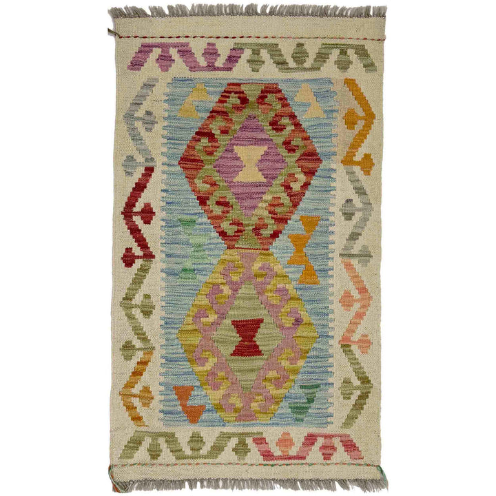 Afghan Vegetable Kilim Rug 1' 10" x 3' 1" Flat-Weave