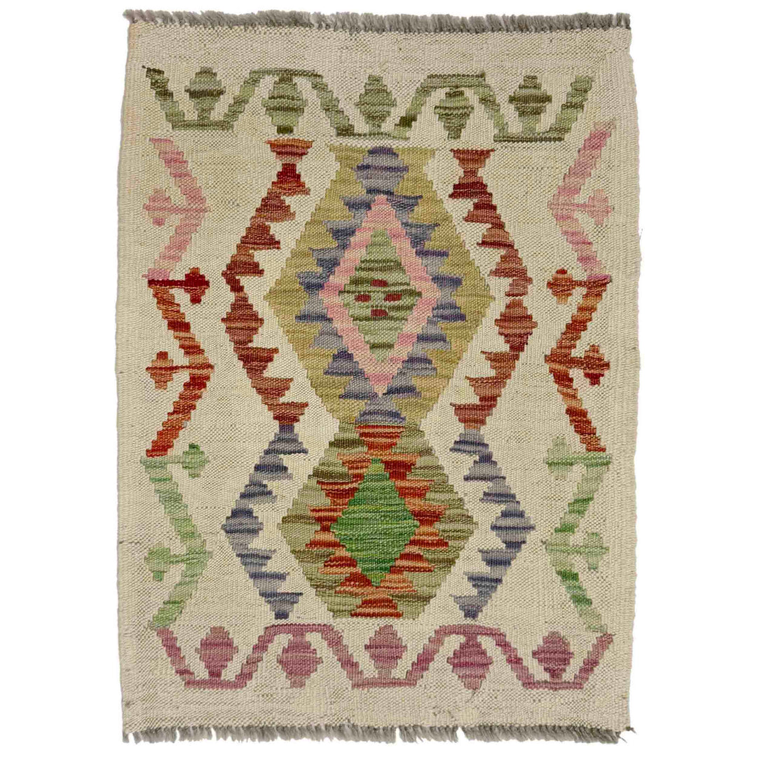 Afghan Vegetable Kilim Rug 2' 0" x 2' 8" Flat-Weave