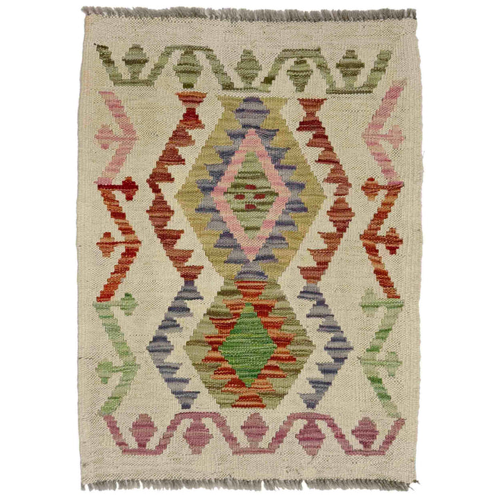 Afghan Vegetable Kilim Rug 2' 0" x 2' 8" Flat-Weave