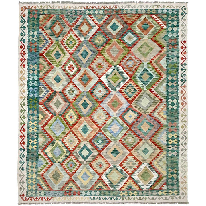 Afghan Vegetable Kilim Rug 8' 1" x 10' 0" Flat-Weave