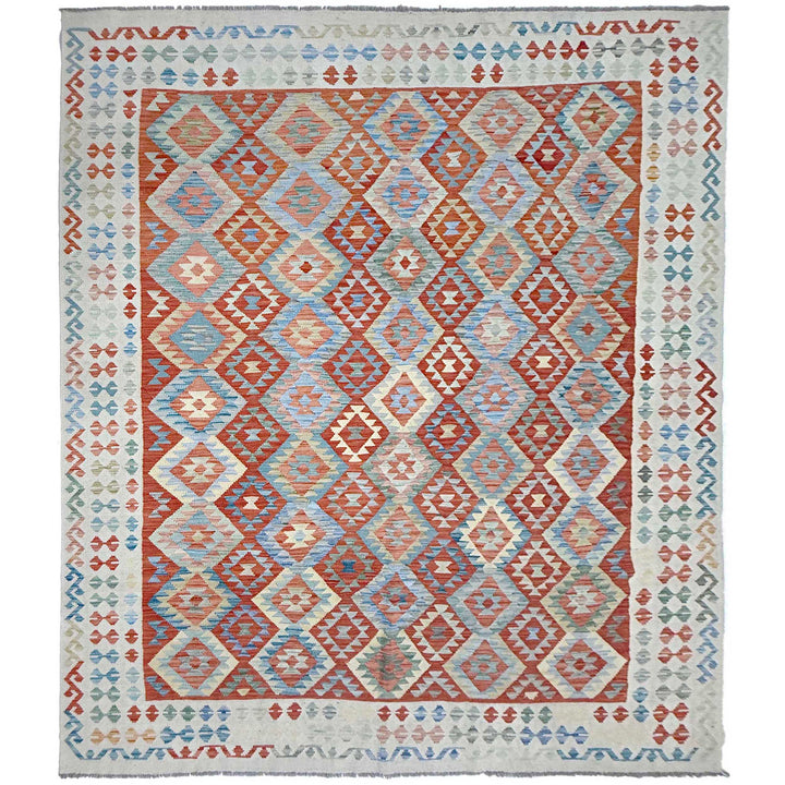 Afghan Vegetable Kilim Rug 8' 0" x 11' 1" Flat-Weave