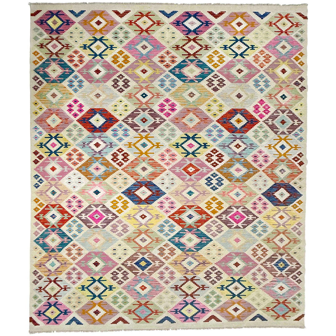 Afghan Vegetable Kilim Rug 8' 0" x 11' 5" Flat-Weave