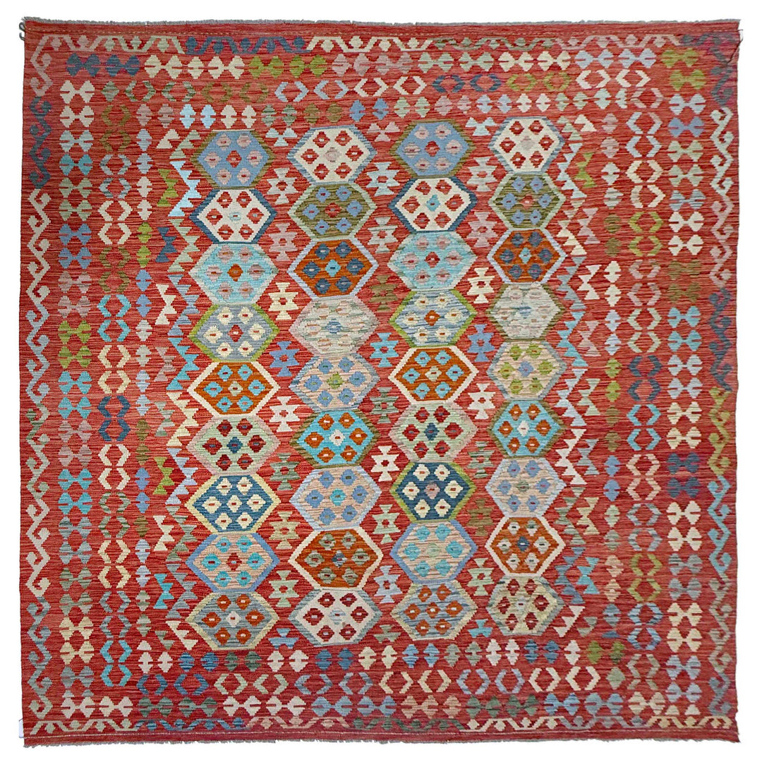 Afghan Vegetable Kilim Rug 8' 0" x 10' 0" Flat-Weave