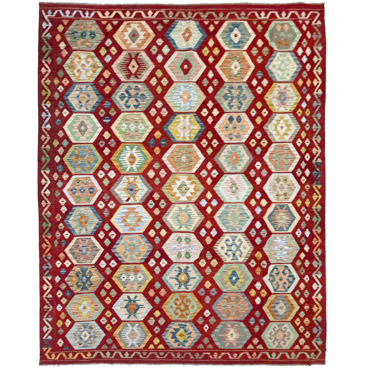 Hand Knotted Afghan Style Kilim 8' 2" x 11' 7" - No. AL764695