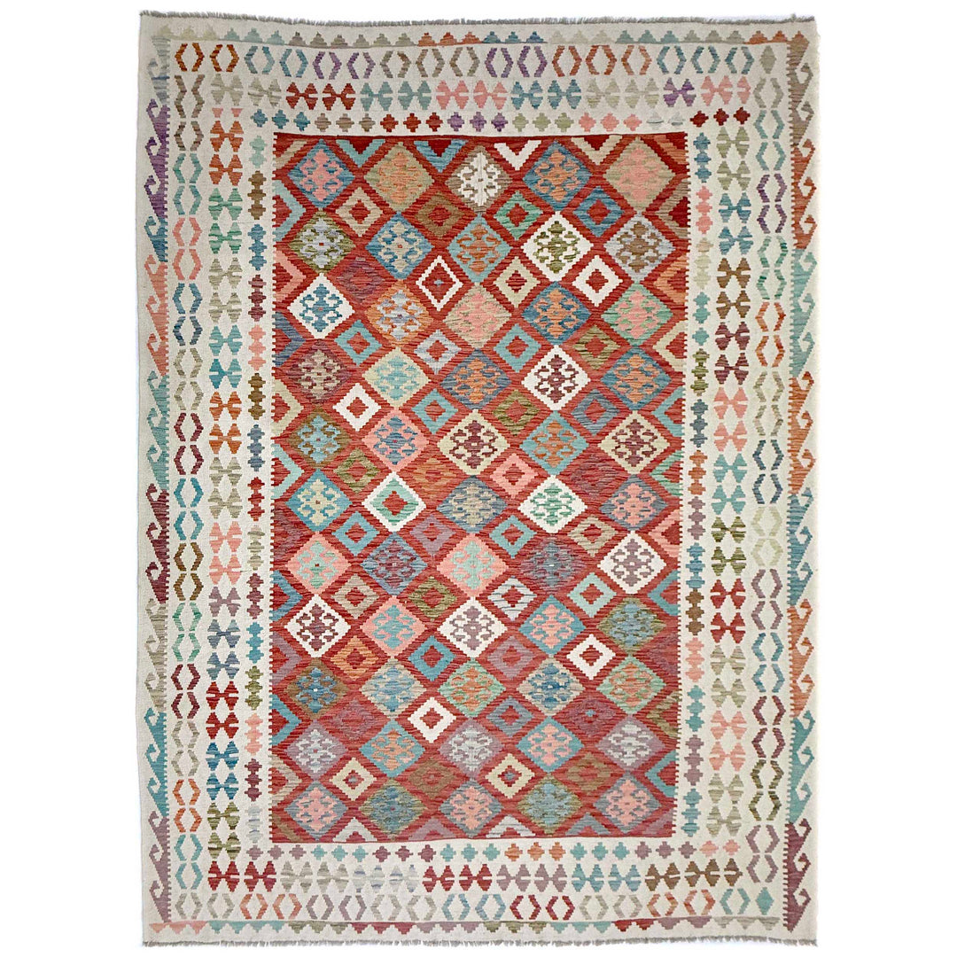 Afghan Vegetable Kilim Rug 8' 2" x 11' 5" Flat-Weave