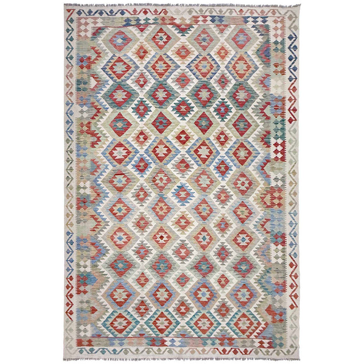 Afghan Vegetable Kilim Rug 8' 0" x 11' 8" Flat-Weave
