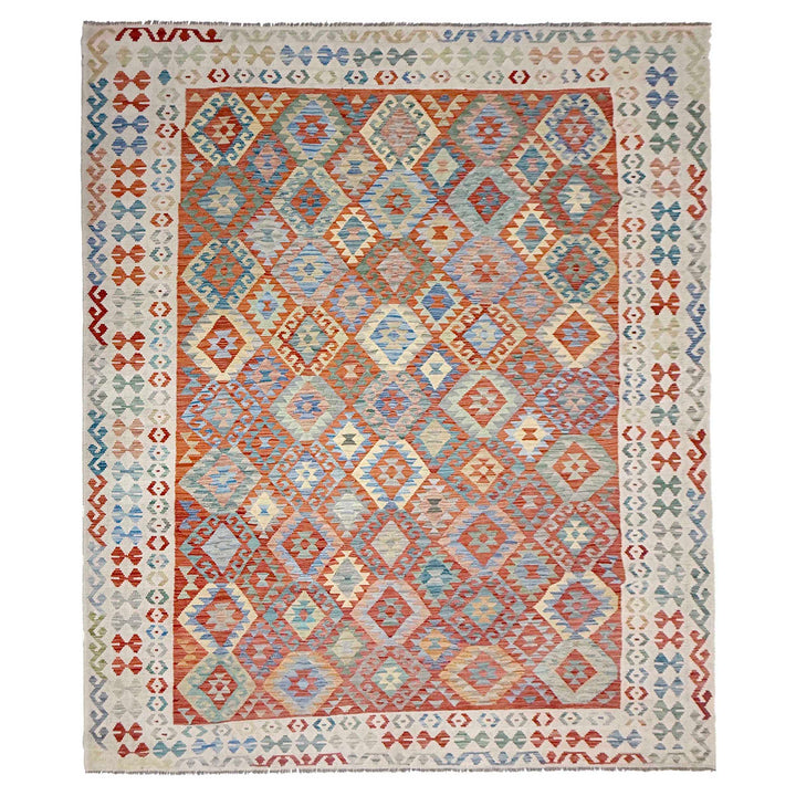 Afghan Vegetable Kilim Rug 7'11" x 11'1" Flat-Weave