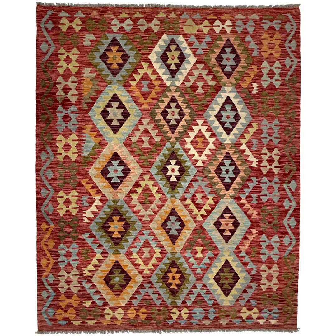Afghan Kilim Rug 5' 1" x 6' 11" Flat-Weave