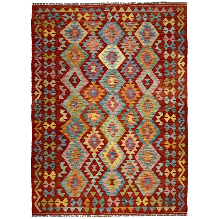 Afghan Kilim Rug 4' 9" x 6' 5" Flat-Weave