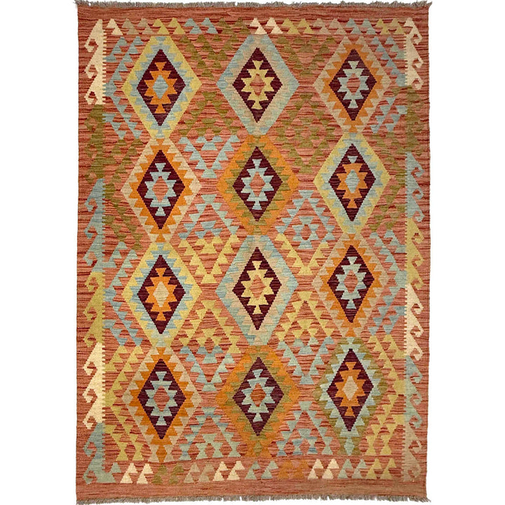 Afghan Vegetable Kelim Rug 4' 7" x 6' 6" Flat-Weave