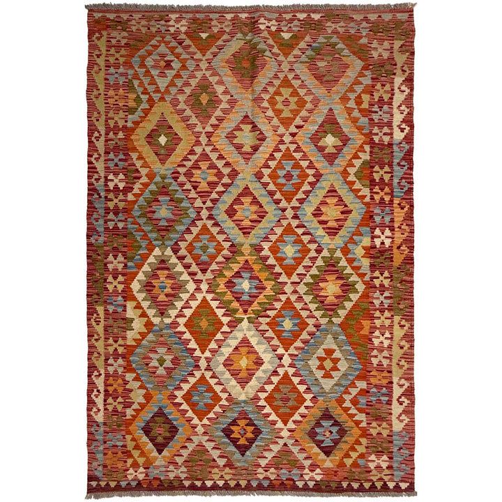 Afghan Kilim Rug 4' 4" x 7' 2" Flat-Weave | No. AL23955