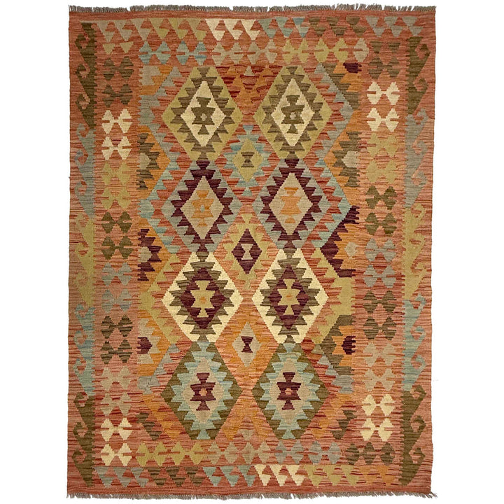 Afghan Kilim Rug 4' 7" x 6' 2" Flat-Weave