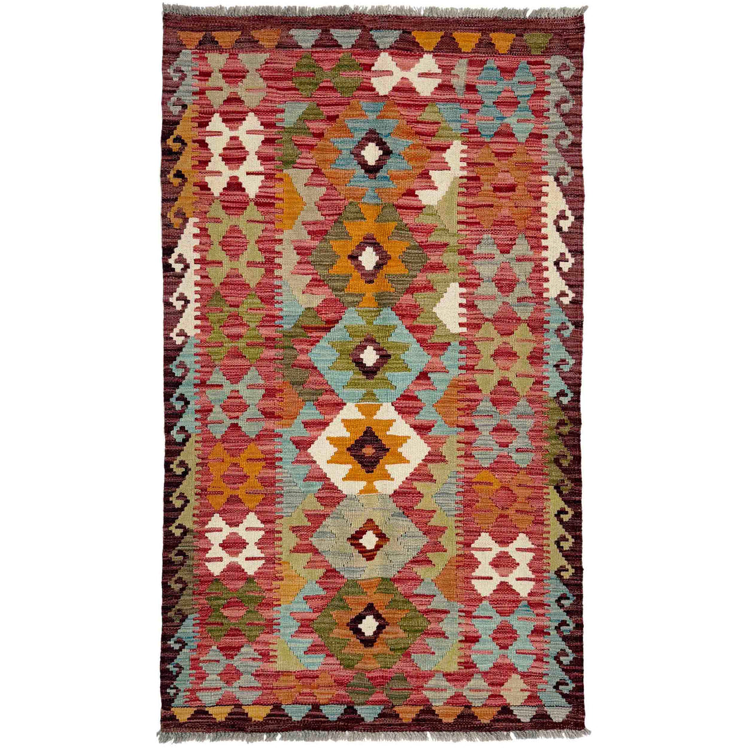 Afghan Vegetable Kilim Rug 2' 9" x 5' 4" Flat-Weave