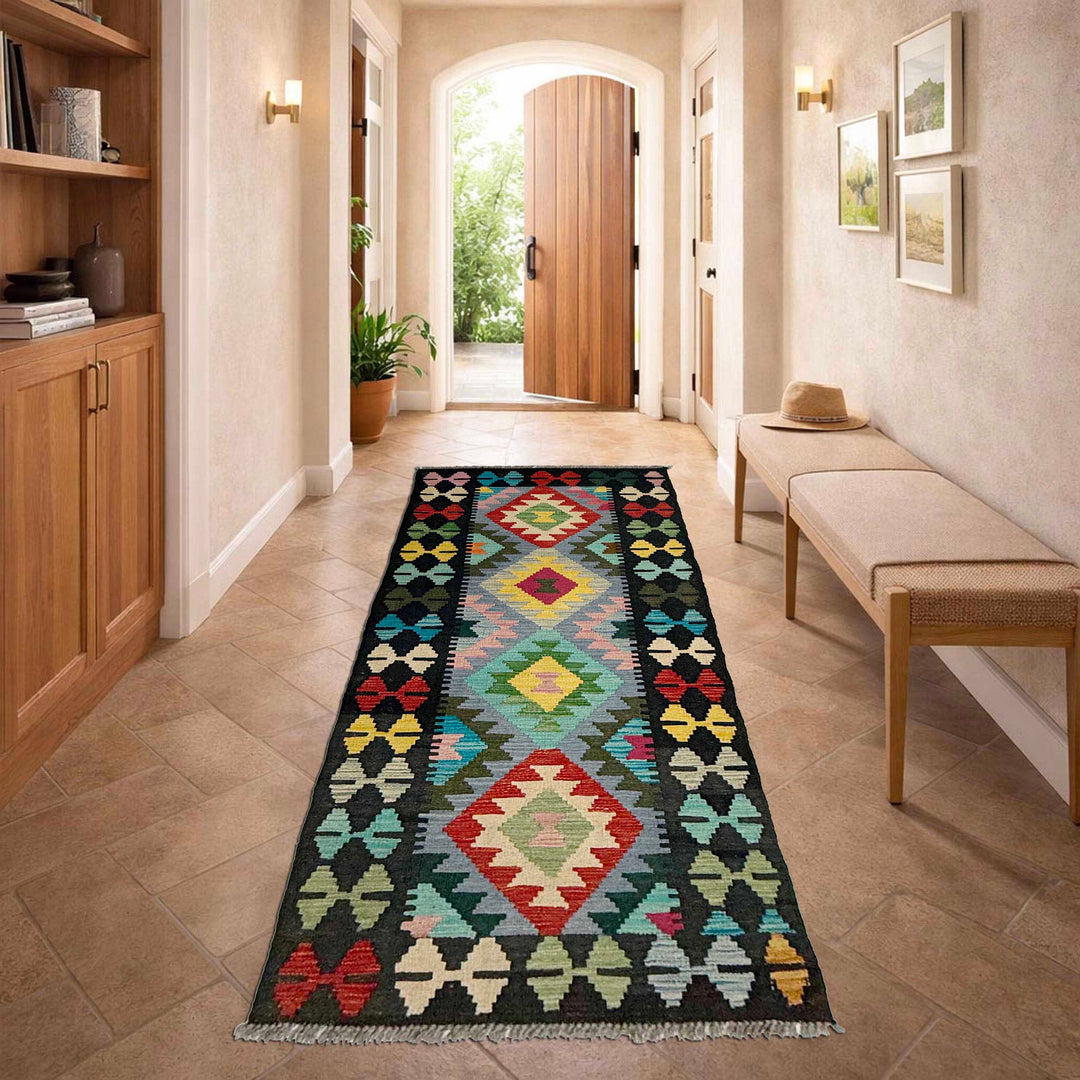 Afghan Kilim Rug 2' 2" x 6' 6" Flat-Weave | No. AL14515