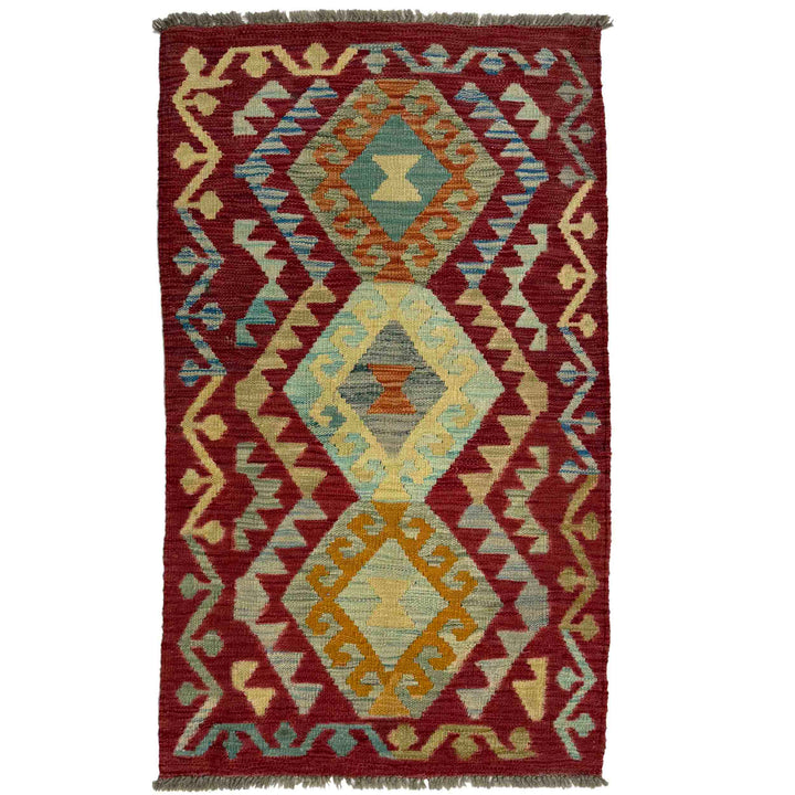 Afghan Vegetable Kilim Rug 2' 5" x 4' 2" Flat-Weave