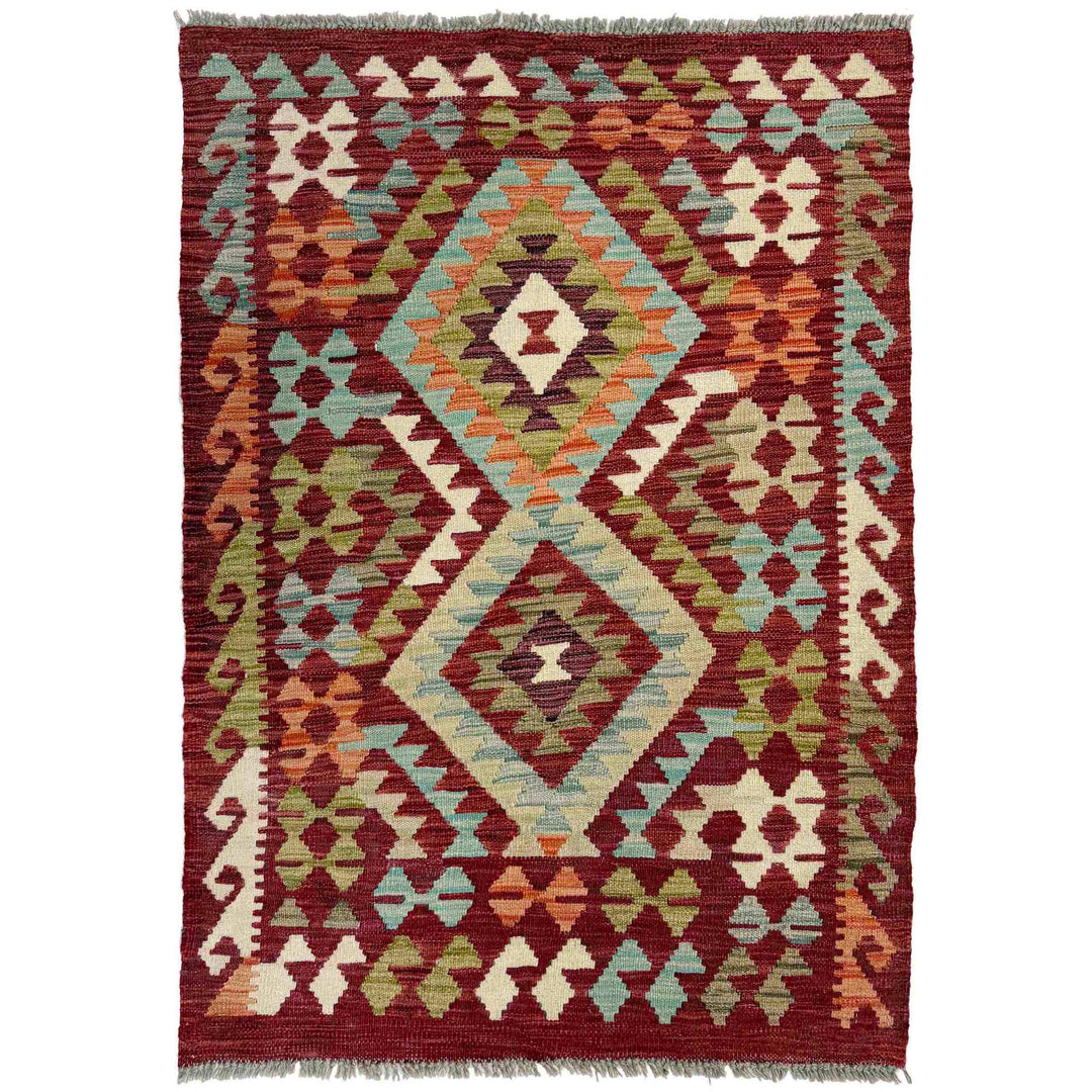 Afghan Vegetable Kilim Rug 2'9" x 4'2" Flat-Weave