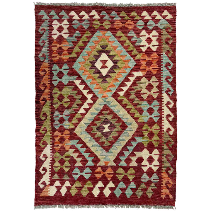 Afghan Vegetable Kilim Rug 2'9" x 4'2" Flat-Weave