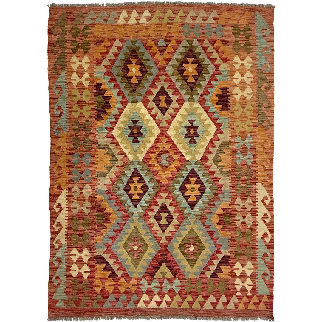 Afghan Kilim Rug 4' 5" x 6' 4" Flat-Weave
