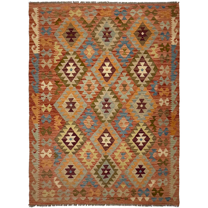 Afghan Kilim Rug 4' 5" x 6' 7" Flat-Weave | No. AL25731